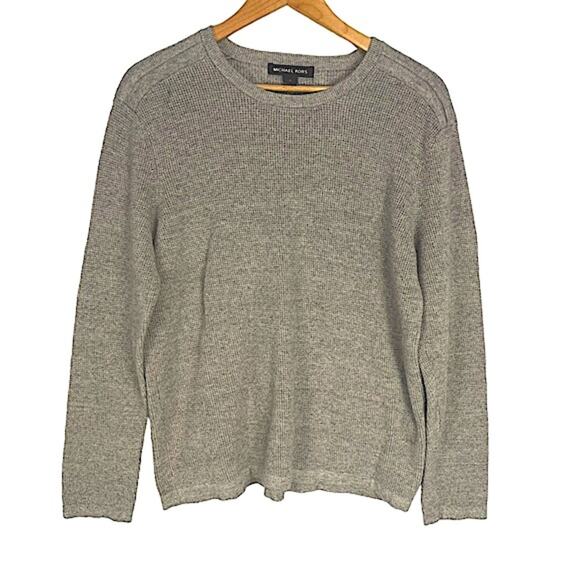 Michael Kors Men's Classic Textured Gray Crew Neck Sweater Large - Picture 1 of 6
